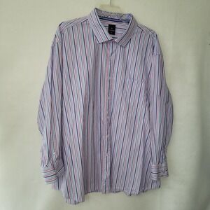 Tailorbyrd Collection 4XL Striped Button Up Long‎ Sleeve Shirt Mens Blue Pink